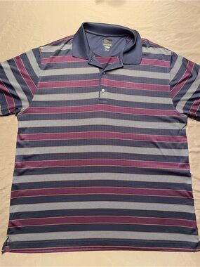 Greg Norman Collection Purple Striped Golf Polo